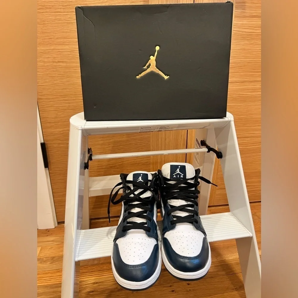 Nike Air Jordan 1 | Mid Sneakers | Armory Navy, White and Black | Size 7Y